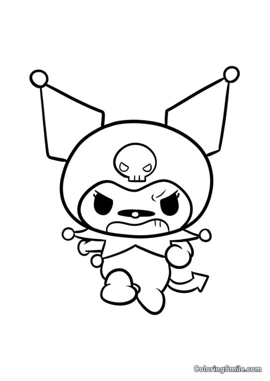 Kaninchen Kuromi wütend - Ausmalbild