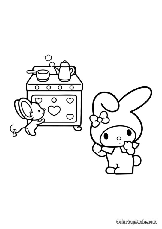 My Melody kocht mit Fleta - Ausmalbild