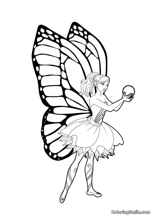 Barbie mit Feenflügeln - Ausmalbild