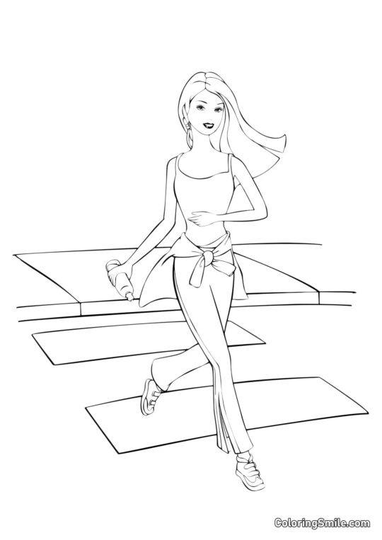 Barbie beim Joggen - Ausmalbild