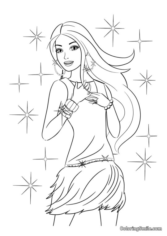 Barbies Sterne - Ausmalbild