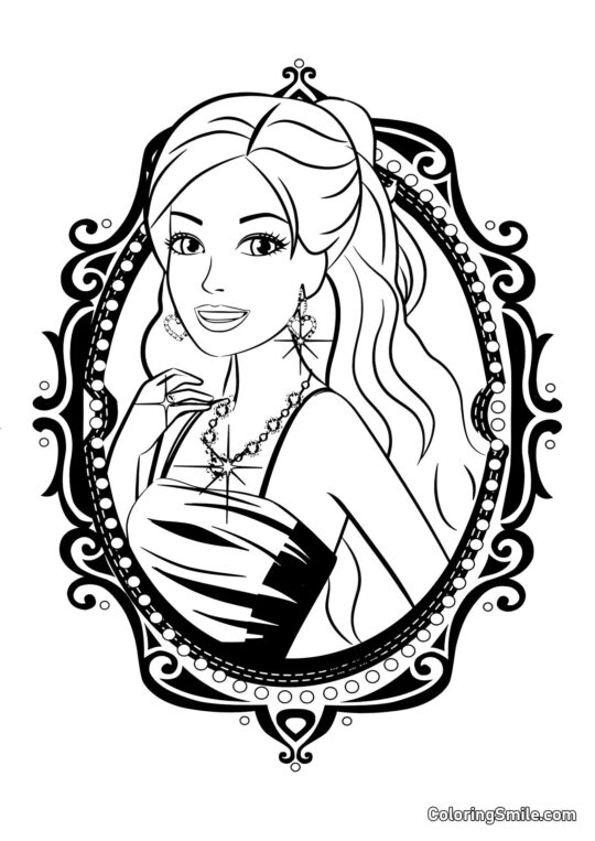 Bild mit Barbie - Ausmalbild