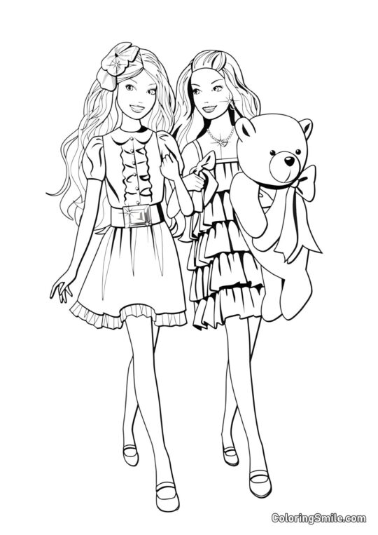 Barbie geht zu einer Geburtstagsparty - Ausmalbild