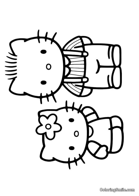 Kitty spricht mit Papa - Ausmalbild