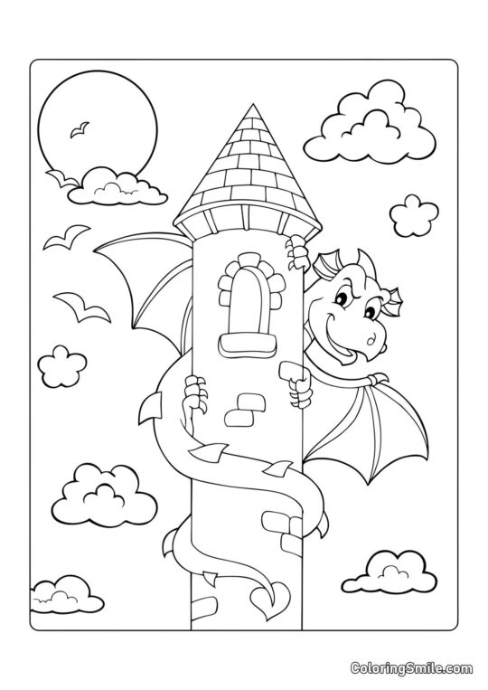 Märchen Drache - Ausmalbild