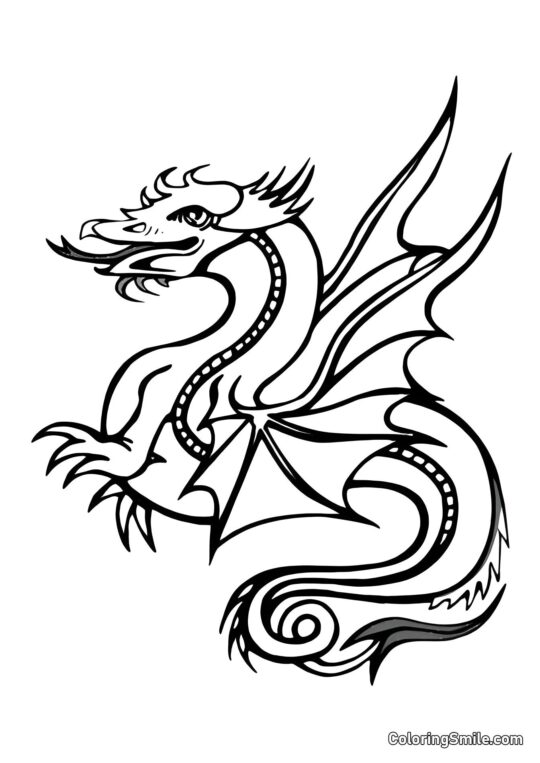 Mythischer Drache - Ausmalbild