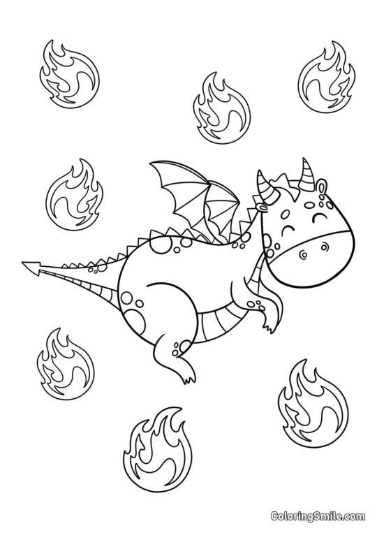 Kawaii Drache - Ausmalbild