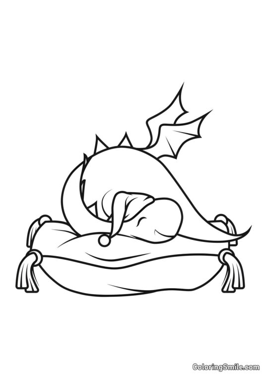 Schlafender Babydrache - Ausmalbild