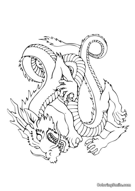 Angreifender Drache - Ausmalbild