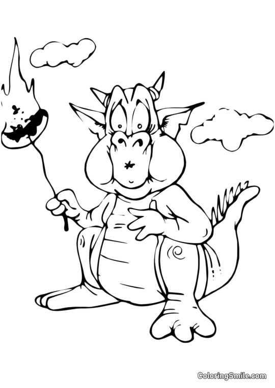 Drache denkt an Explosion - Ausmalbild