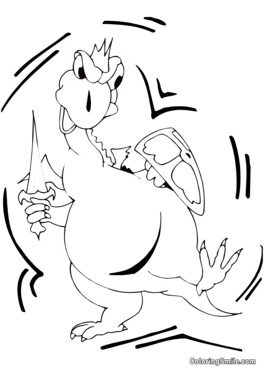 Wütender Drache mit einem Schwert - Ausmalbild