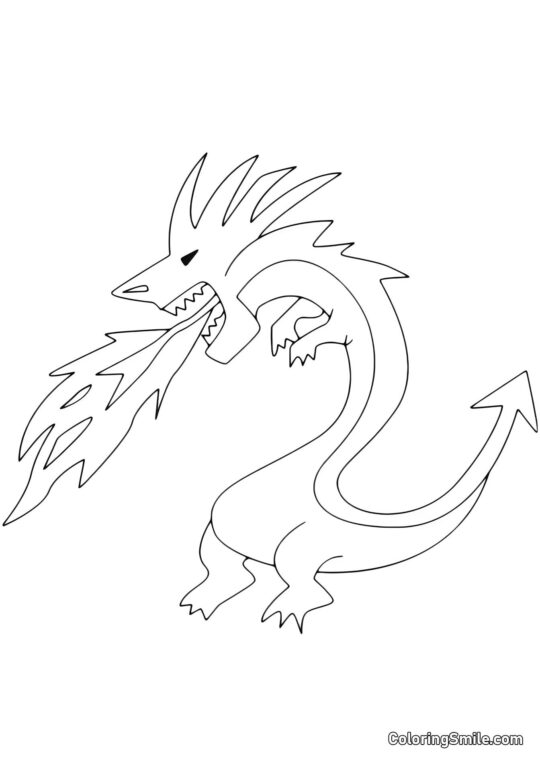 Flammender Drache - Ausmalbild