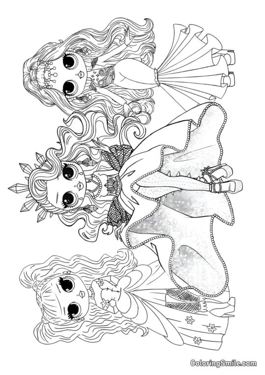 LOL OMG Freunde in Kleidern - Ausmalbild