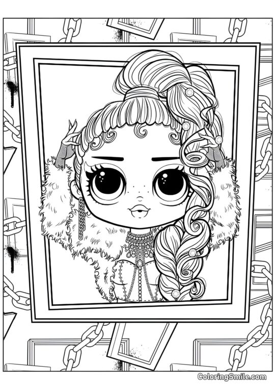 LOL OMG Podium Göttin im Rahmen - Ausmalbild