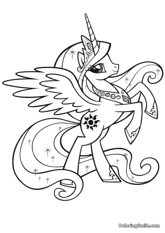 Celestia Pony - Ausmalbild