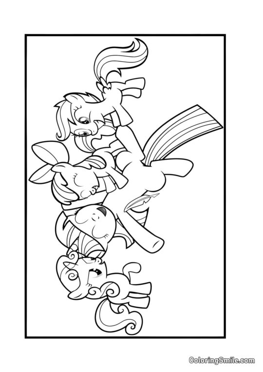 Glückliche Ponys - Ausmalbild