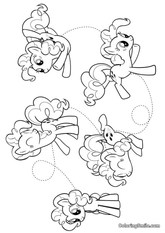 Pinkie Pie und fünf Ponys - Ausmalbild