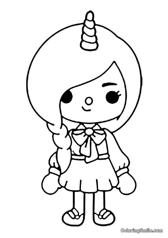 Toca Boca Einhorn-Mädchen - Ausmalbild