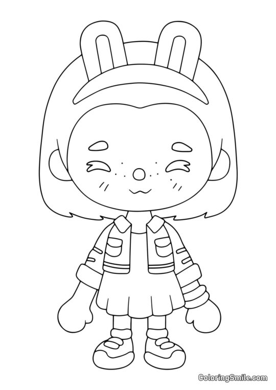 Toca Boca Mädchen mit Hasenohren - Ausmalbild