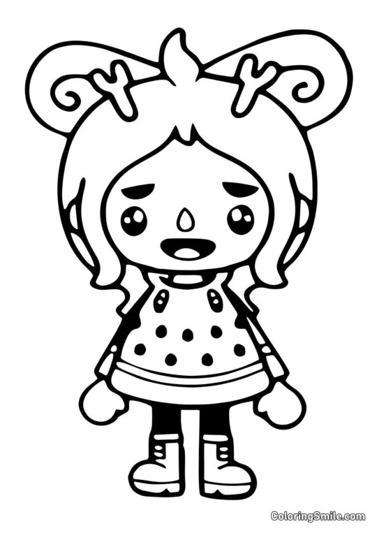 Toca Boca Mädchen mit Hörnern - Ausmalbild