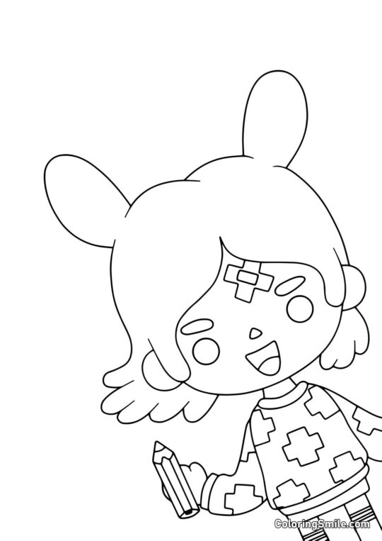 Toca Boca Rita mit einem Bleistift - Ausmalbild