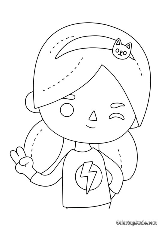 Toca Boca Mädchen mit Blitz - Ausmalbild