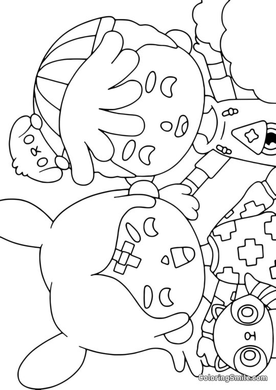 Toca Boca Junge und Mädchen lachen - Ausmalbild