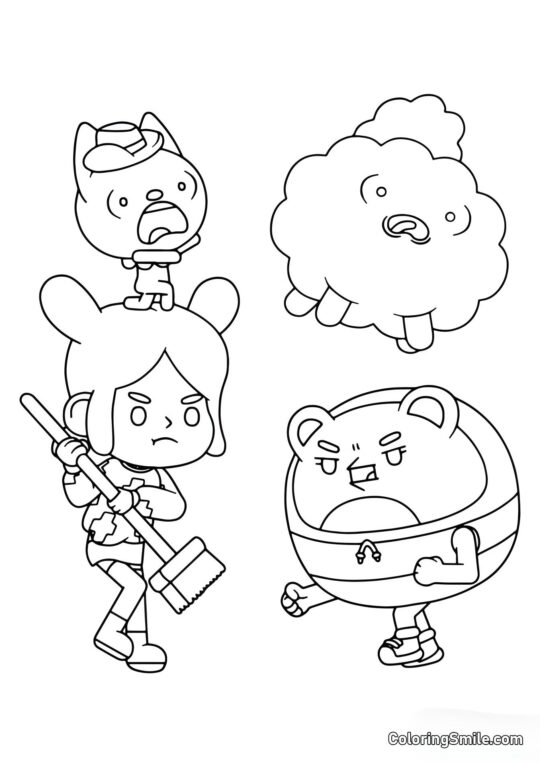 Toca Boca Mädchen Rita gegen den bösen Roboter - Ausmalbild