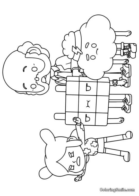 Toca Boca Mädchen, Opa und Crumpets - Ausmalbild