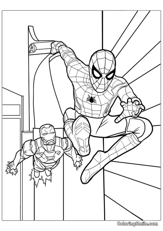 Spider-Man und Iron Man - Ausmalbild