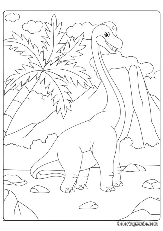 Cartoon Brachiosaurus - Ausmalbild