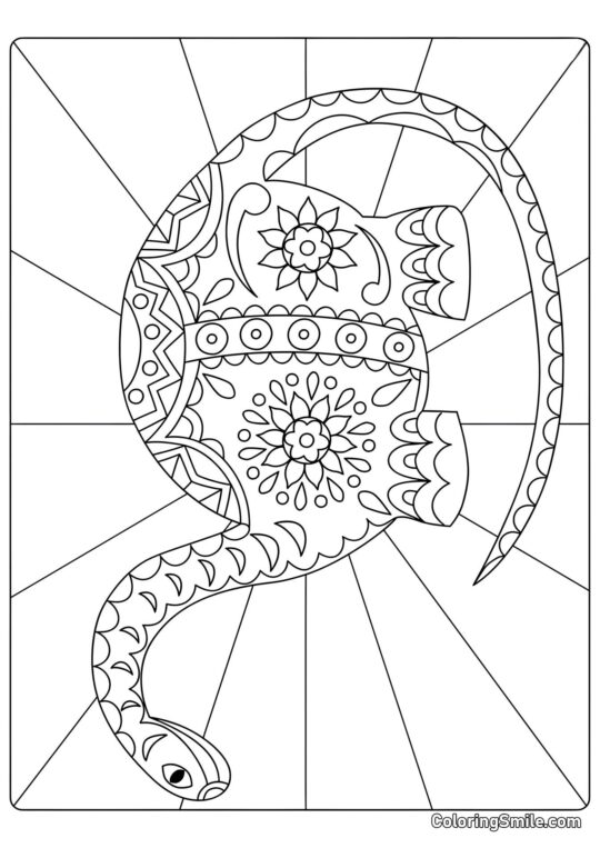 Verschlungener Doodle Dinosaurier - Ausmalbild