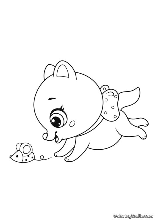 Kätzchen und Maus - Ausmalbild