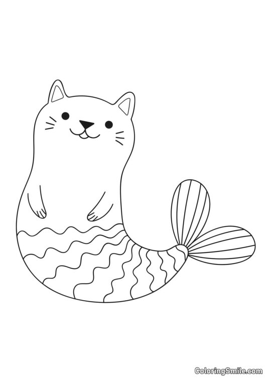 Meerjungfrau Katze - Ausmalbild