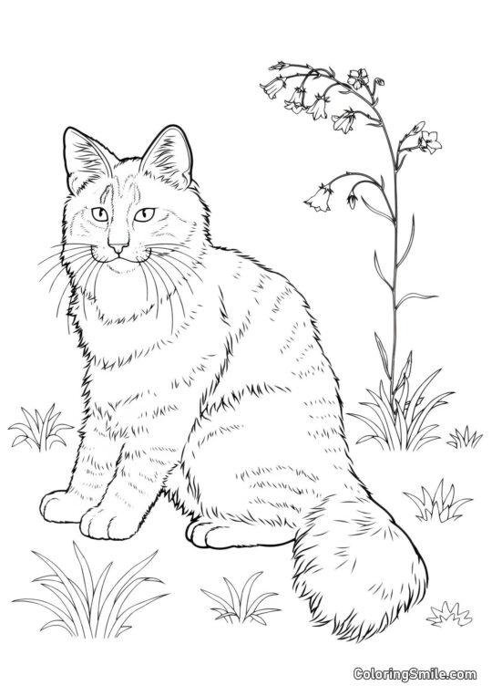 Katze und Glocken - Ausmalbild