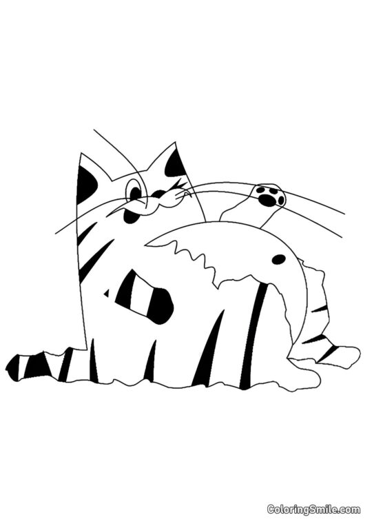 Pummelige Katze - Ausmalbild