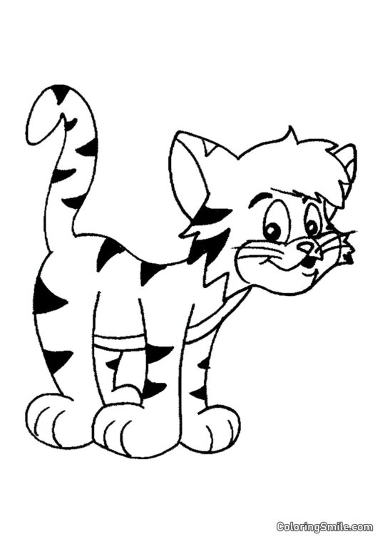 Listige gestreifte Katze - Ausmalbild