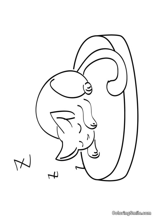 Kätzchen schläft süß - Ausmalbild