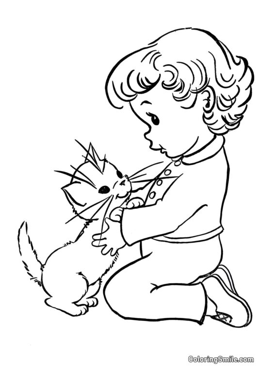 Sanftes Kätzchen - Ausmalbild