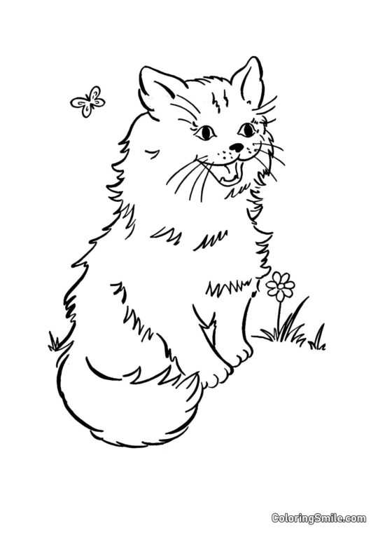 Glückliche Katze - Ausmalbild