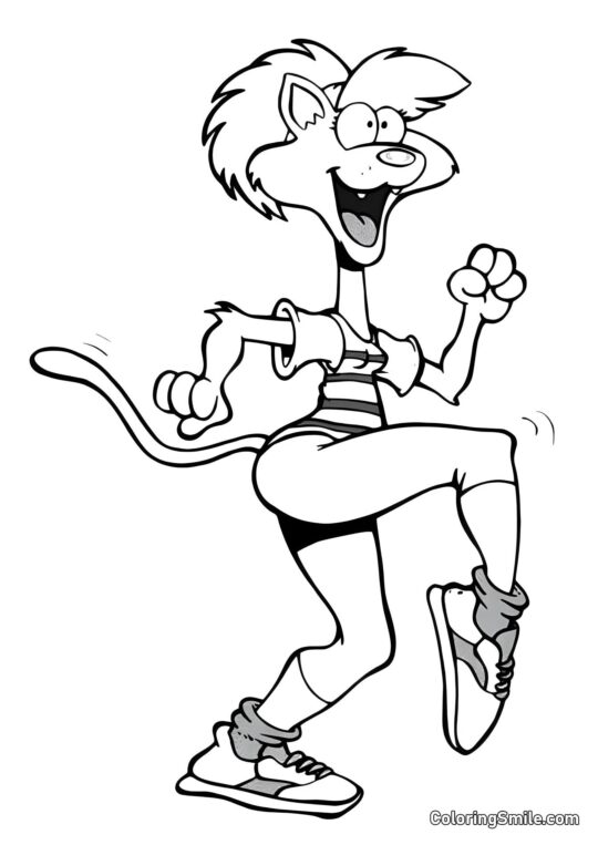 Zeichentrickkatze in Sneakern - Ausmalbild