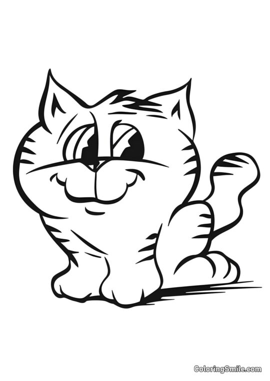 Fröhliche Katze - Ausmalbild