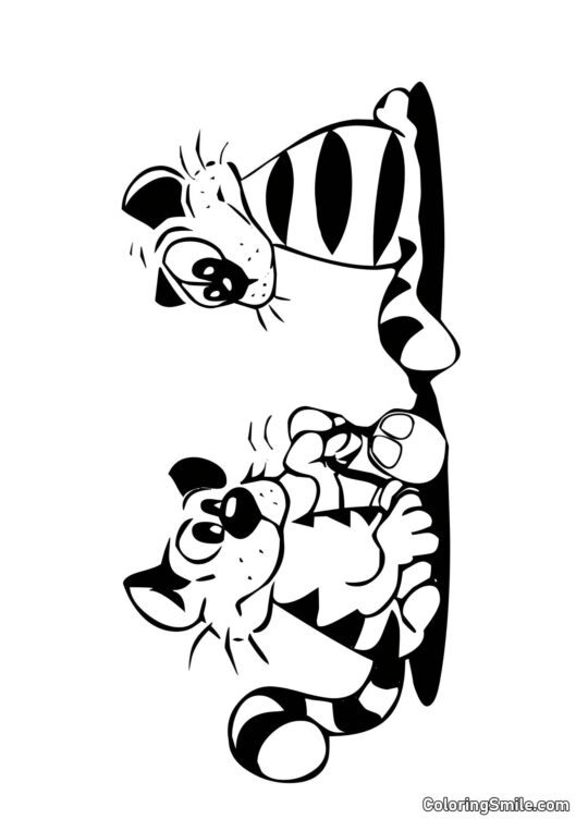 Gestreifte Kätzchen - Ausmalbild