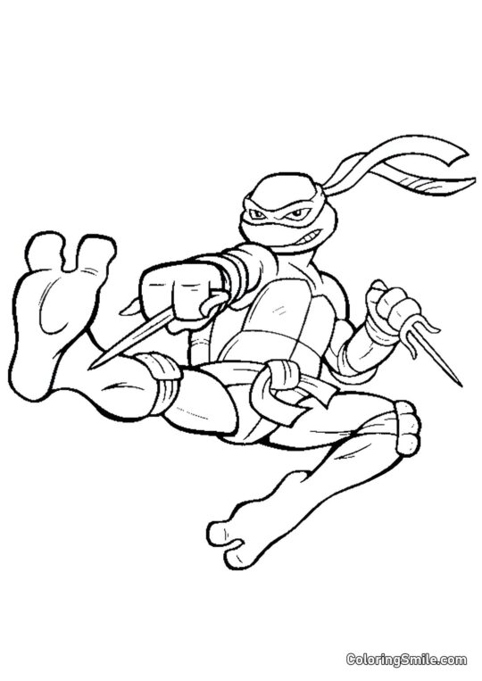 Raphael schlägt zu - Ausmalbild