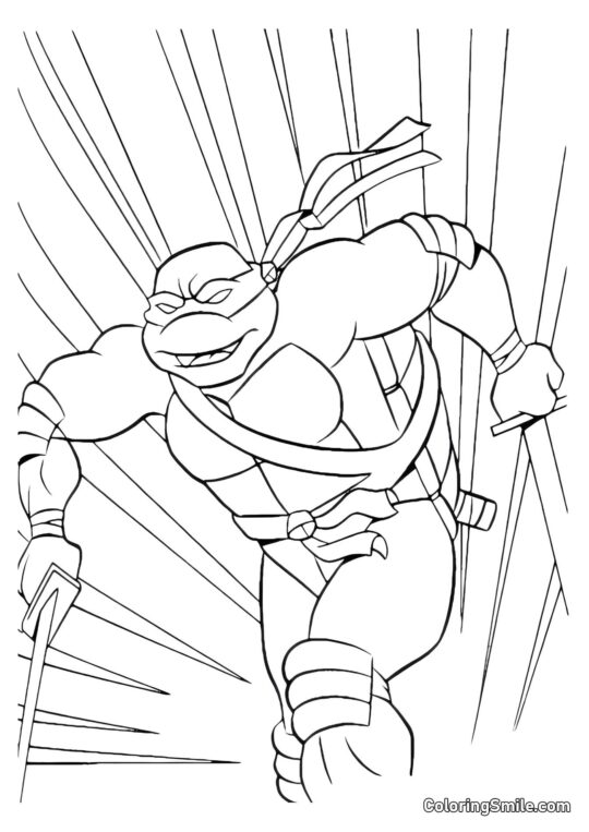 Raphael rennt mit Dolchen - Ausmalbild