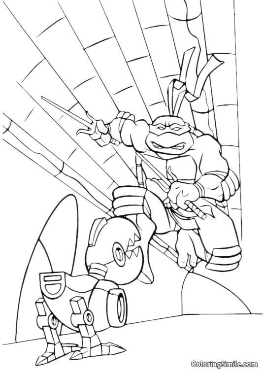 Raphael und Roboter - Ausmalbild