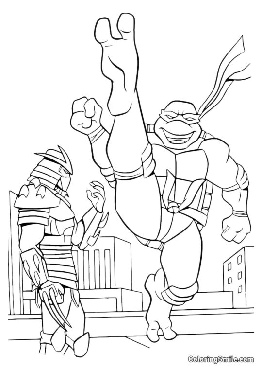 Ninja Schildkröte und Shredder - Ausmalbild
