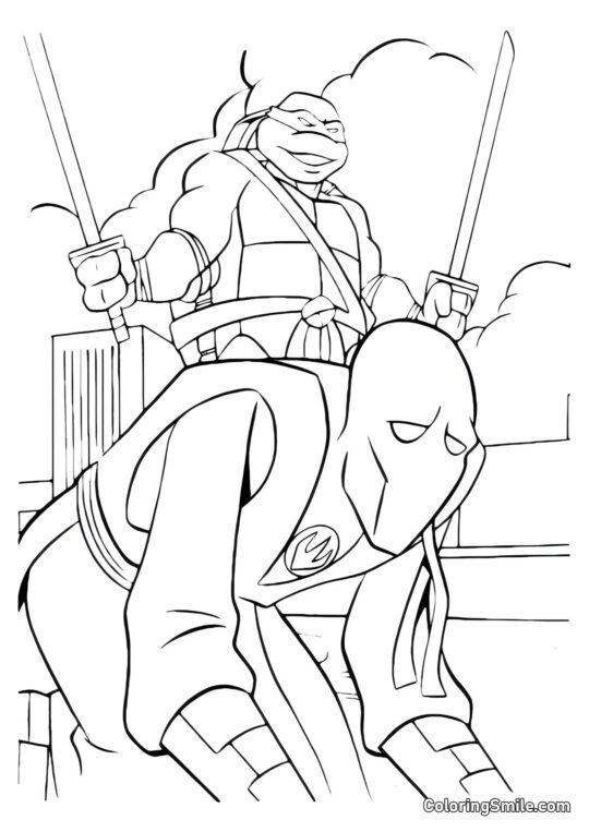 Leonardo besiegte den Feind - Ausmalbild