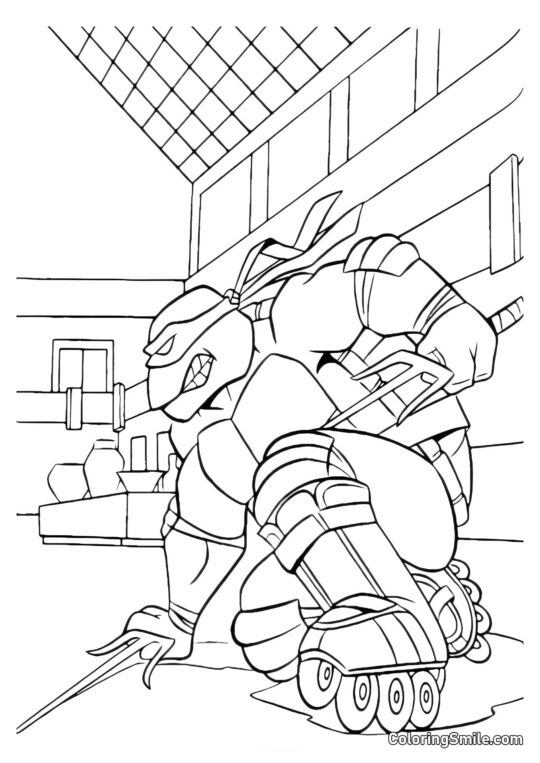 Raphael auf Rollschuhen - Ausmalbild