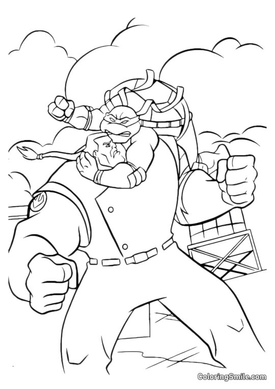 Ninja Schildkröte greift an - Ausmalbild